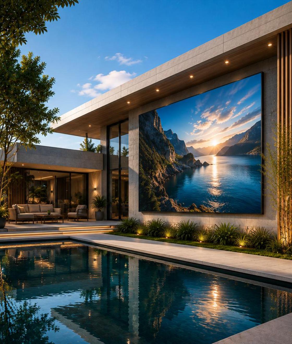 Painel de LED Pixel Lux em residência de alto padrão